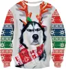 Novas Blusas de Moletom Redondas para Outono e Inverno de Natal Masculinas e Femininas Amazon Transfronteiriças com Estampa 3D Casuais Largas com Forro de Lã para Homens