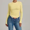 Roupa de yoga de manga comprida, justa, modeladora de barriga, roupa de ginástica de alta intensidade, top de manga comprida para Pilates, corrida e esportes 2624