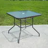 Mesa de Exterior, Mesa de Comedor Cuadrada Redonda de Cristal Templado a Prueba de Lluvia, Mesa de Café Cuadrada Redonda para Balcón, Mesa de Café Pequeña, Mesa de Hierro Comercial para Ocio