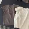 Nuevo chaleco de punto sin mangas de cuello redondo a la moda estilo coreano para mujer, holgado y adelgazante, top versátil para llevar en capas o solo