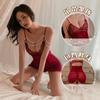 Lencería Sexy, Vestido Atrevido y Seductor con Escote Profundo y Tirantes de Cadena de Perlas, Espalda Descubierta Transparente, Fruncido, Tul, Ajustado, Camisón para Mujer