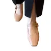 Sapatos Mary Jane retrô em couro estilo francês com aumento interno de altura e tira no tornozelo, sapatos elegantes para o dia a dia femininos de bico quadrado baixo