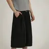Calças cropped de design retrô americano para homens e mulheres, calças casuais largas e shorts da moda de verão para homens