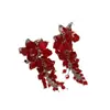 Pendientes de Flor de Iris de Metal de Cristal con Borlas de Moda de Lujo Ligero Estilo Ins Pendientes de Nicho Frescos y Elegantes para Mujer