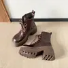 8558-1 Botas Martin de Suela Gruesa para Aumentar la Altura para Mujer Talla Pequeña 2026 Botines Nuevos Botines Delgados