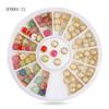 Manicure Transfronteiriça Joias Unhas Fundo Plano Liga Colorida Diamante Formato Especial Strass Branco Ab Joias Roda Giratória de 12 Compartimentos Atacado
