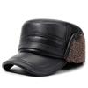 Gorra Plana para Hombre para Personas de Mediana Edad y Mayores, Gorro Cálido de Invierno con Protección para los Oídos, Gorro Lei Feng para Mayores, Gorra con Visera Engrosada a Prueba de Frío