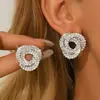 Estilo Celebridad de Internet Sencillos y Compactos Aretes Elegantes Completamente de Diamante Par de Aretes de Strass en Espiral para Mujer Venta Directa de Fábrica Al por Mayor