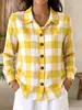Camisa casual de manga larga para mujer, marca independiente, estilo a cuadros transfronterizo, Amazon, corte holgado, estilo europeo y americano, cómoda, 2026