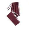 Calça Esportiva Masculina de Alta Qualidade para Primavera e Outono, Calça Longa Casual Jogger com Três Listras, Corte Reto Solto, Calça de Moletom Plus Size para Outono