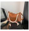Bolsa Feminina Quadrada Pequena Casual Simples da Moda de Grande Capacidade para o Trabalho Cor Sólida Pérola Ombro Transversal Verão 2024