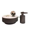 Mesa de centro de luxo leve estilo italiano em pedra sinterizada para espaços pequenos, mesa de chá redonda moderna e simples de alta qualidade para sala de estar e casa