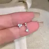 Pendientes de botón geométricos de plata de ley S925 totalmente pavonados en diamantes para mujer, estilo vintage de lujo ligero, pendientes de diseño de nicho de alta gama, populares en Xiaohongshu