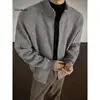 Estilo casual de otoño e invierno, simple, versátil, color liso, cremallera pesada, suéter holgado con cuello alto en punto Maillard