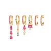 Conjunto de Brincos com Pingente de Gota d'Água Colorida e Zircônia, Venda Quente Transfronteiriça, Clipe de Orelha e Brincos Exquisitos e Únicos Banhados a Ouro 18K Cobre