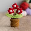 Pequeña maceta nueva girasol tejido a mano planta de lana terminada adornos de simulación en maceta regalos decorativos puesto