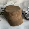 Sombrero ecuestre de gamuza japonés para mujer, otoño e invierno, para exhibición, cara pequeña, plisado, sombrero de caballero, moda retro, copa plana, sombrero de pico de pato