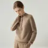 Suéter de cachemira de gama alta con cuello medio alto para mujer, elegante y versátil, capa base para otoño e invierno, top de punto suave y acogedor
