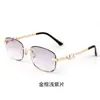 Óculos de Sol Femininos Sem Aro com Metal e Pérolas Casuais, Óculos para o Trabalho Estilo Executivo, Óculos Quadrados Modernos High-End