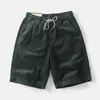 Shorts de Trabajo de Verano para Hombre, Pantalones Rectos Sueltos de Pana a la Rodilla, Cintura Elástica, Pantalones de Longitud Media, Moda Vintage Estilo Americano