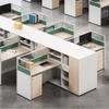 Mesa de Escritório com Tela Mesa de Computador Mesa de Equipe para 4 Pessoas Mesa de Escritório Simples Moderna e Combinação de Cadeiras Podem Ser Guardadas