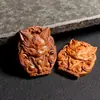 Madeira de Jujuba Natural Esculpida Raposa de Nove Caudas Acessórios DIY Pingente Pingente Colar com Corda Trançada à Mão Chaveiro Pingente para Bolsa