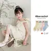 Calcetines para Niñas, Malla de Verano, Absorbentes de Sudor, Transpirables, Encaje, Color Sólido, Colores Caramelo, Moño, Calcetines sin Costuras para Niños Mayores, Venta al por Mayor