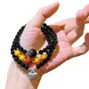 Prata 925 Design Alta Qualidade Cera de Abelha Natural Antiga Ágata Negra Vermelha do Sul Design Pulseira de Múltiplos Círculos Pulseira