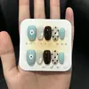 Uñas Portátiles Hechas a Mano con Lunares Menta y Marrón, Manicura Simple de Color Contrastante, Versátiles para el Trayecto Diario, Uñas Postizas Reutilizables