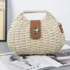 Bolso bandolera sencillo estilo japonés con forma de concha, bolso de verano con cubierta, bolso casual de paja para vacaciones, bolso bandolera, bolso de mano, bolso de mujer de alta gama