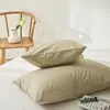 Fronhas de Algodão Lavado de Cor Sólida, um Par de Fronhas Individuais Novas de Algodão Puro, um Par de Capas de Forro para Uso Doméstico Duplo
