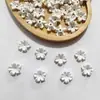 Flores Pequeñas Bicolor con Borde Dorado y Plateado y Brillo Metálico, Brillan en la Oscuridad, Materiales Hechos a Mano para DIY, Pasador de Pelo, Accesorio para el Cabello, Accesorios para Ramilletes