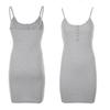 Moderna Nueva Moda Corte Bajo Hombro Descubierto Acanalado Botonado Bodycon Elástico Slim Camisola Color Sólido Vestido Base