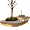 Fita de LED embutida base de árvore em terrazzo assento para rua de pedestres iluminação de vista noturna paisagem luminosa externa cova de árvore banco de descanso