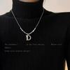 Colar de Suéter Quadrado com Zircônia Letra D para Menina Cool Tendência Acessórios Versáteis Estilo Frio Corrente de Suéter de Luxo Leve Nicho ins
