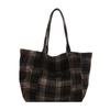 Bolso de mano a cuadros de gran capacidad con contraste de colores, estilo coreano, estilo retro, informal, para mujer, primavera 2025, moderno y de nicho.