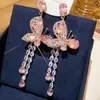 Pendientes de Borla Florales de Circonita Colorida de Lujo, Pendientes Elegantes y de Alta Gama con un Toque de Sofisticación, Diseño Único