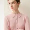 Cardigan de tricô liso de manga comprida para outono/inverno, novo estilo, com gola de lapela, elegante e adequado para o trabalho.