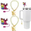 (2+2) Cubierta de Popote de Flor para Accesorios de Taza Stanley 10 mm Silicona Reutilizable