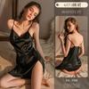 Divertido lingerie sexy puro desejo paixão pijamas terno de cetim pilha colarinho estilingue camisola quente 6573
