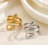 Anillos de estilo europeo y americano, retro y únicos, con diseños de serpiente y pitón, anillos abiertos de acero de titanio, anillos versátiles de acero inoxidable, joyería al por mayor