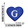 Parches bordados de letras y números en forma de corazón, los más vendidos transfronterizos, en azul real con adhesivo termofusible para decoración de ropa, al por mayor