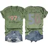 1976 Vintage Capítulo50 Amazon Ebay Sitio Independiente Moda Versátil Camiseta de Manga Corta con Cuello en V para Mujer