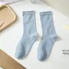 Calcetines de Lunares con Borde Fruncido para Mujer, Calcetines de Algodón Blanco Leche Puro hasta la Mitad de la Pantorrilla, Estilo Coreano Verano y Otoño, Estilo Ballet, Calcetines Holgados de Moda