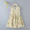 Vestido de princesa floral de verão para meninas Vestido de praia Vestido de colete de seda de algodão Vestido infantil Vestido de linha A
