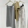 Saia Casuais Esportiva de Meia-Coxa com Camada de Ar, Resistente ao Vento, Cintura Baixa com Cordão, Comprimento Médio, Caimento Solto, Emagrecedora, Fenda, Corte Reto, para Mulheres