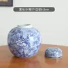 Jarrón de Porcelana Azul y Blanco Vintage, Cerámica con Acabado de Alta Gama, Estilo Antiguo, Jarrón de Flores Grande con Forma de Granada, Adorno Decorativo Estilo Chino Nuevo