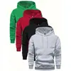 Conjunto de sudadera con capucha y pantalón de chándal de 3 piezas para hombre, adecuado para las temporadas de primavera y otoño, incluyendo sudaderas tipo pullover de color liso.