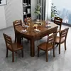 Conjunto de Mesa e Cadeiras de Jantar em Madeira Maciça Extensível Dobrável Moderno Simples Doméstico Pequeno Apartamento Mesa de Jantar Quadrada Redonda Mesa de Jantar de Uso Duplo