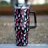 Caneca de Carro a Vácuo Quente 40oz com Alça e Canudo para Carro, Copo para Sorvete com Conservação de Frio, Copo de Água para Festival de Natal